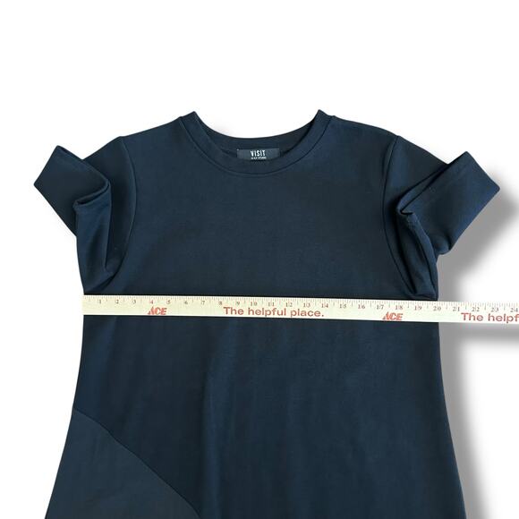 Visit in N.Y Studio Colorblock Midi Dress Black Gray Cotton Blend S/M Korea - Picture 3 of 8